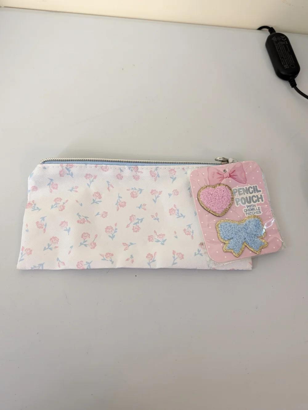 Kids Floral Pencil Case with Pink and Blue Accents B27